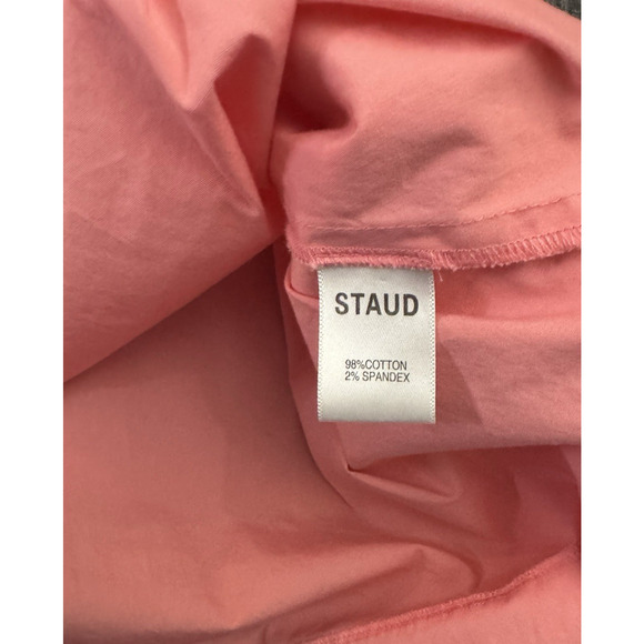 STAUD Vincent Cotton poplin Midi Shirtdress Womens Light Pink Size Small - Picture 9 of 9